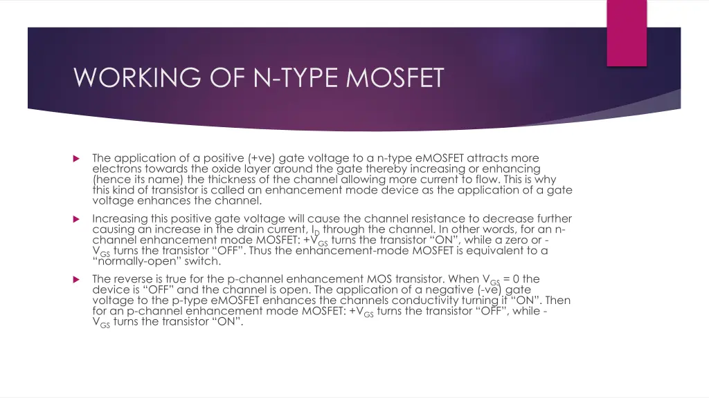 working of n type mosfet