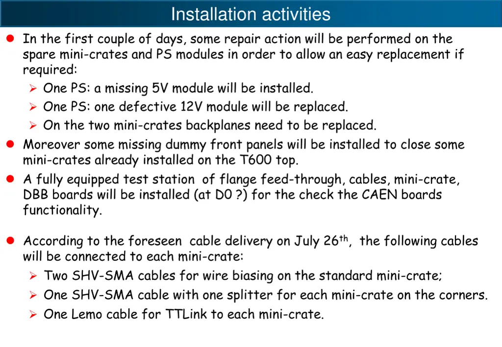 installation activities