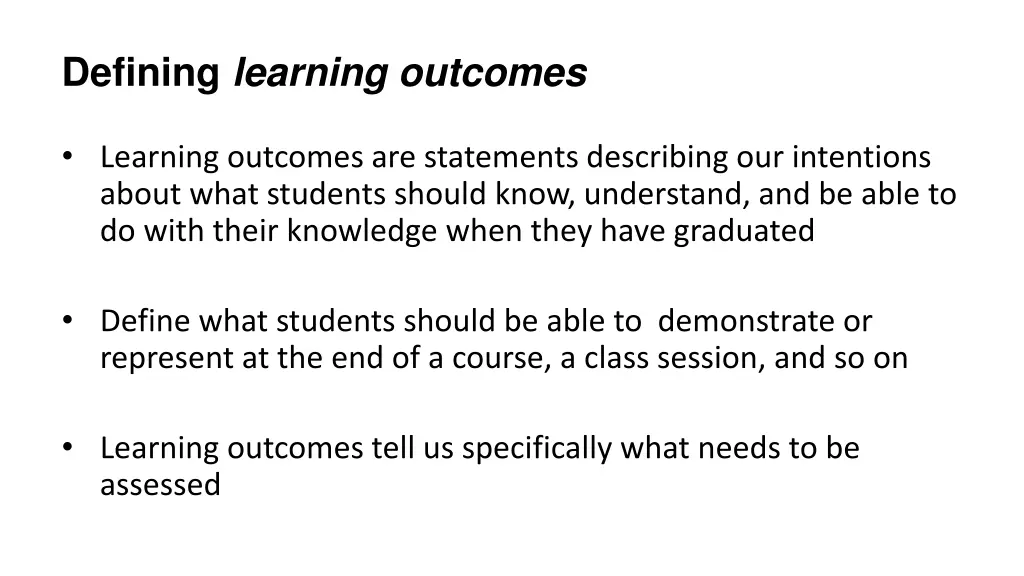 defining learning outcomes