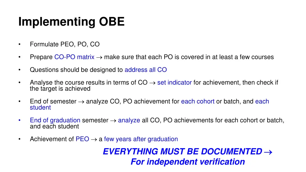 implementing obe