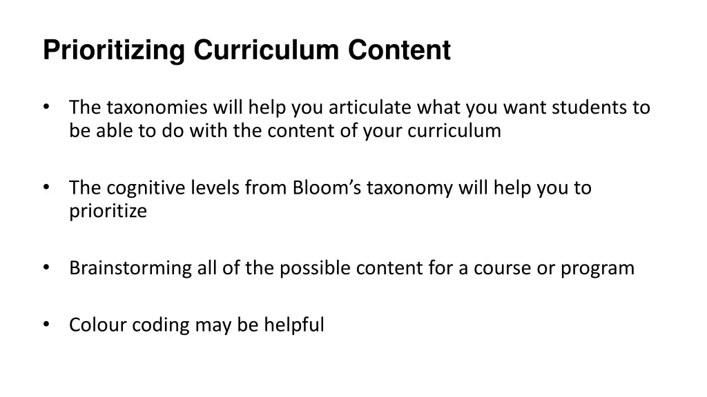 prioritizing curriculum content