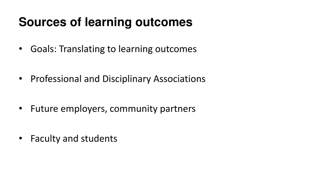 sources of learning outcomes 1