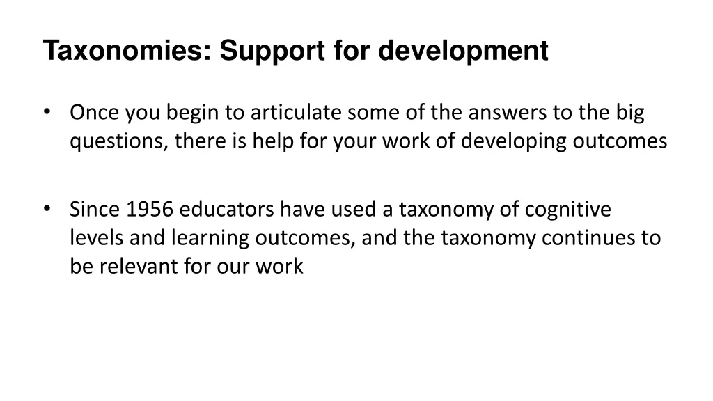 taxonomies support for development