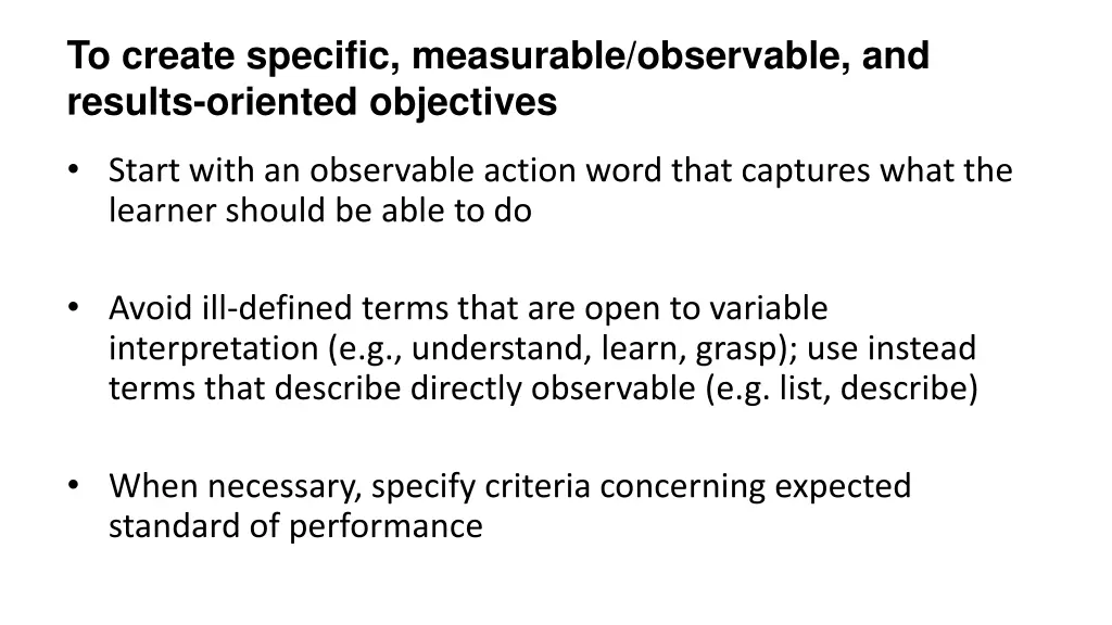 to create specific measurable observable