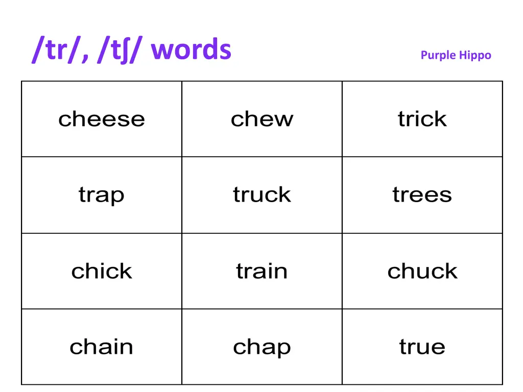 tr t words purple hippo