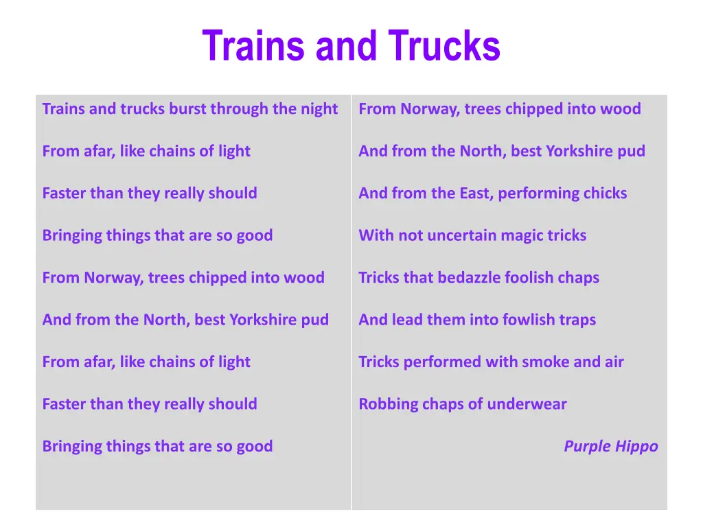 trains and trucks