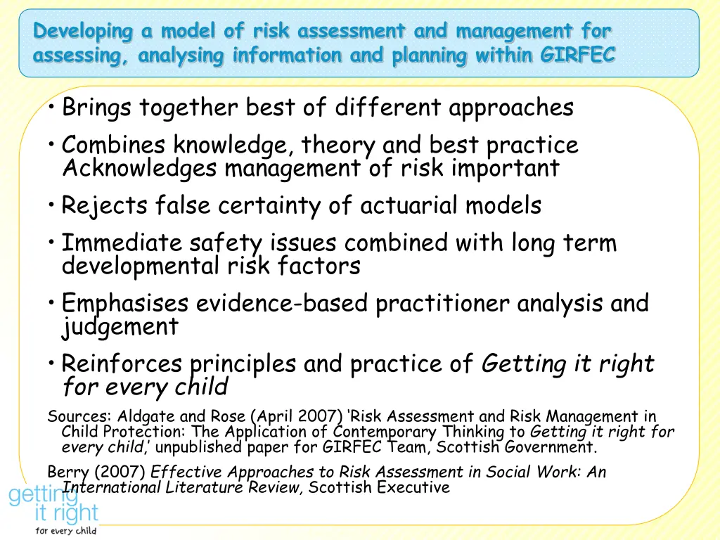 developing a model of risk assessment