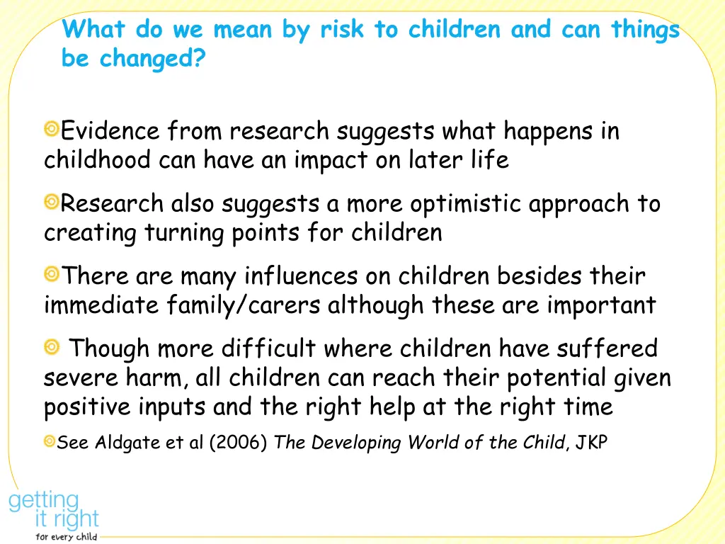 what do we mean by risk to children