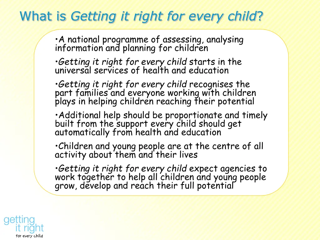 what is getting it right for every child