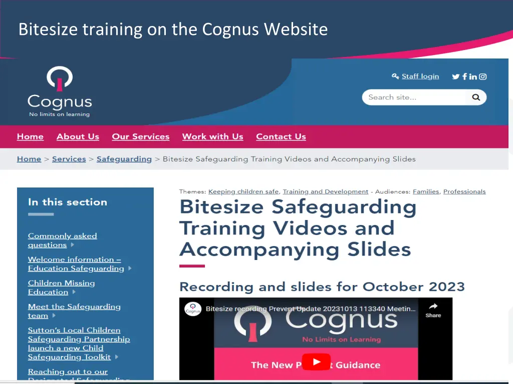 bitesize training on the cognus website