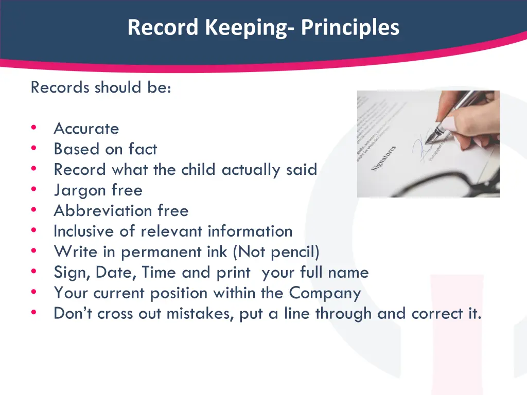 record keeping principles