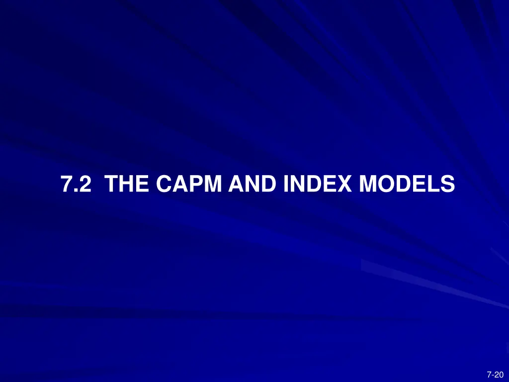 7 2 the capm and index models