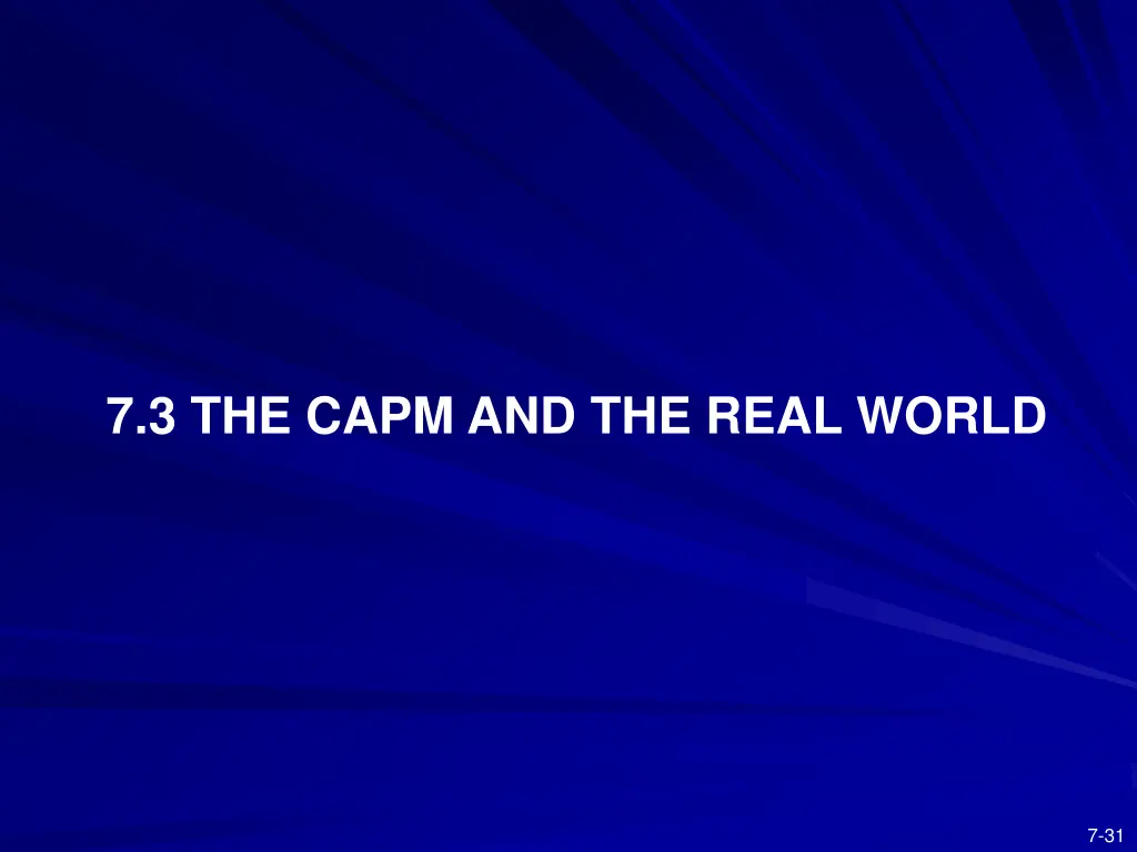 7 3 the capm and the real world