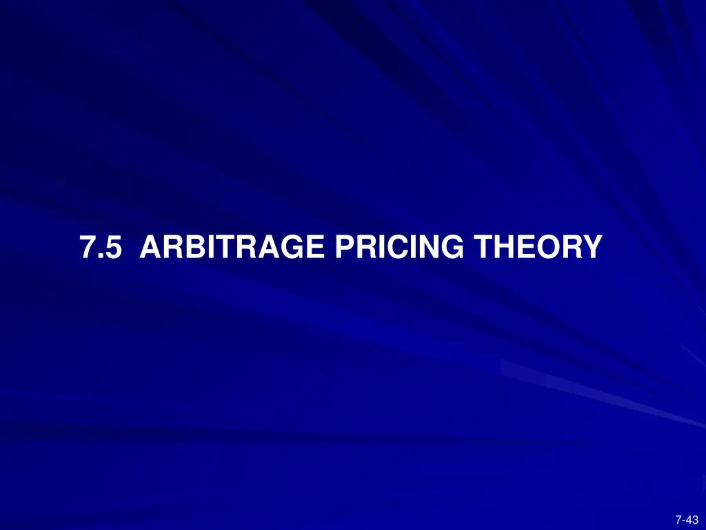 7 5 arbitrage pricing theory