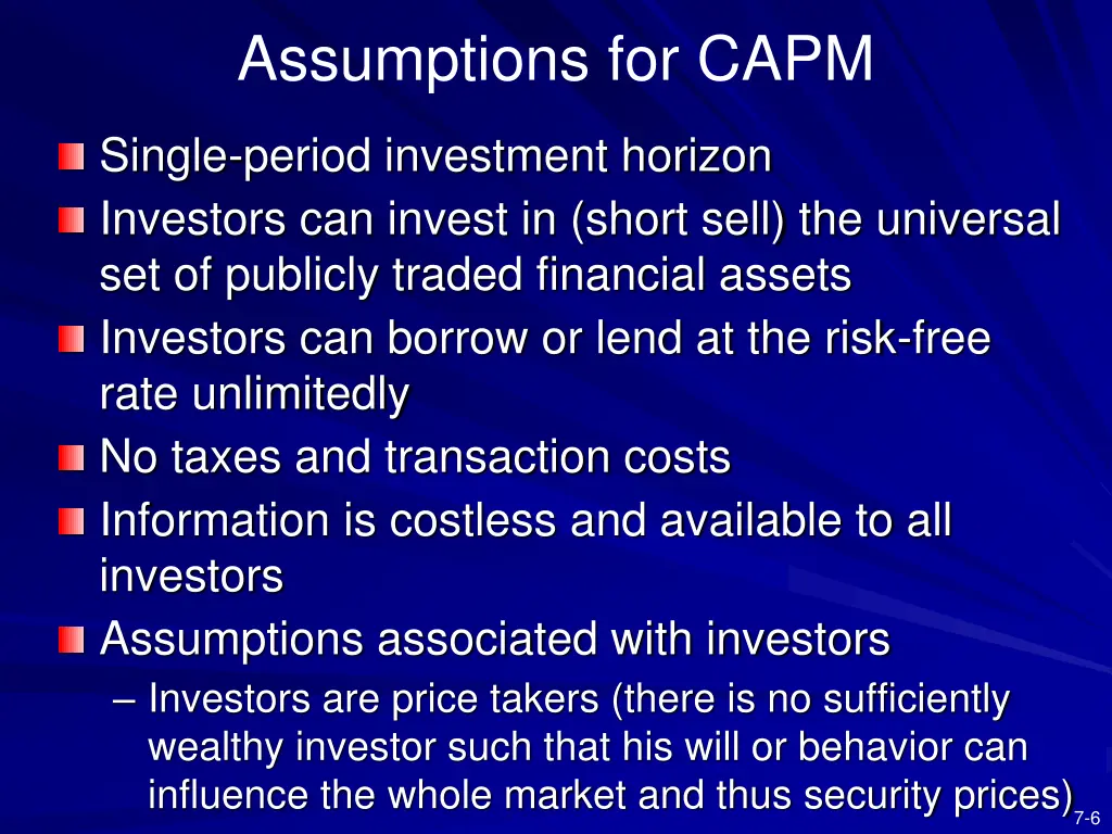 assumptions for capm