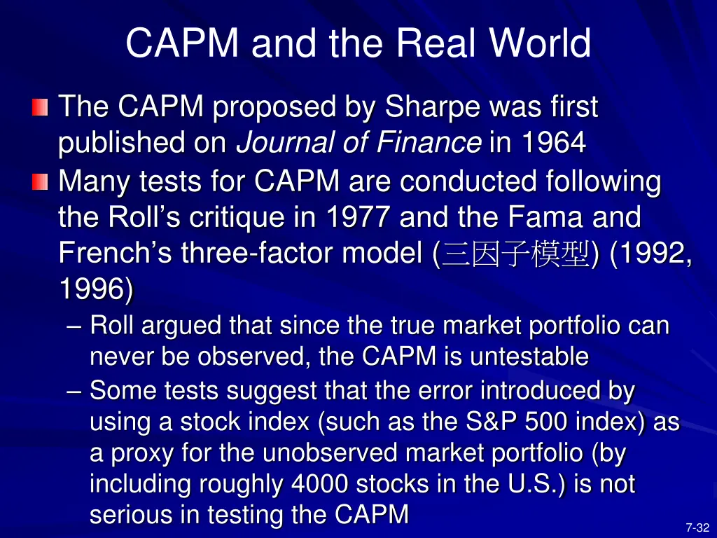 capm and the real world