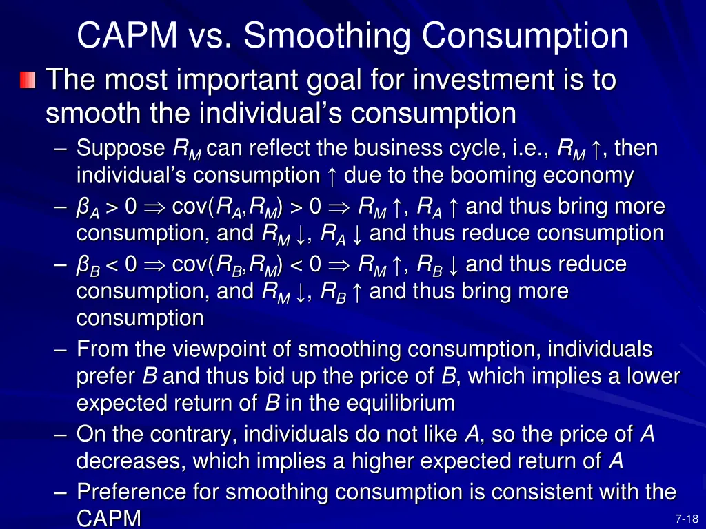 capm vs smoothing consumption