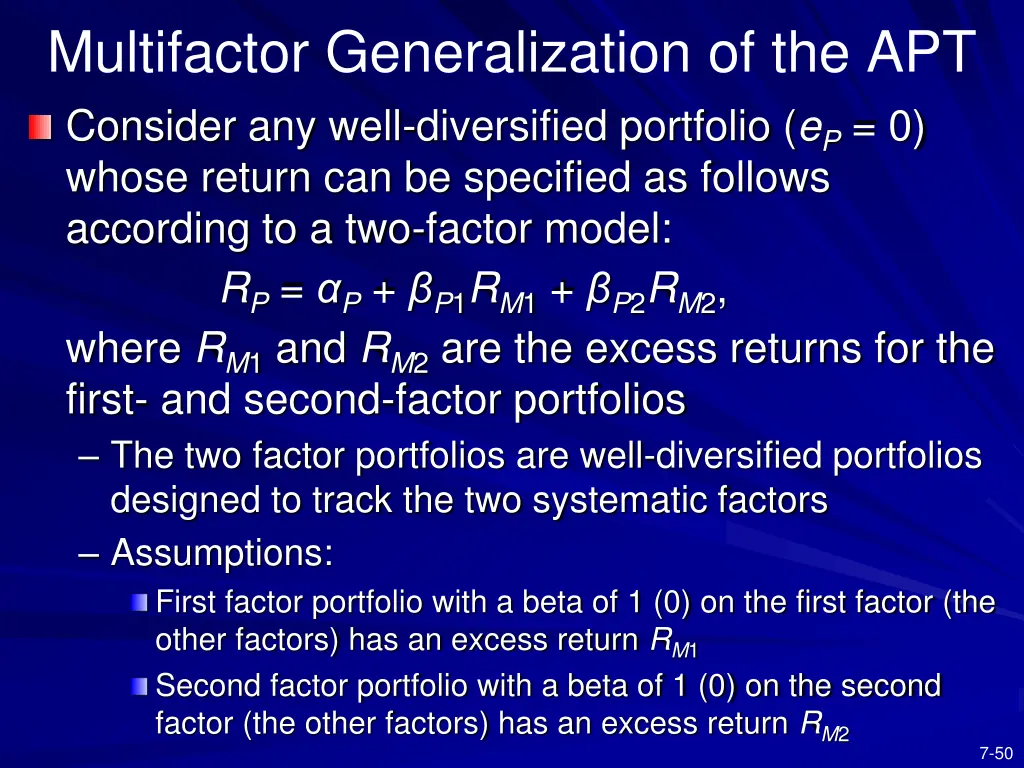 multifactor generalization of the apt consider