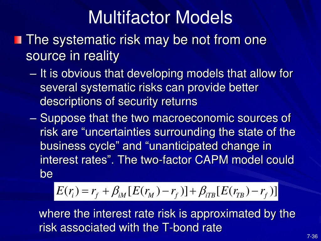 multifactor models the systematic risk