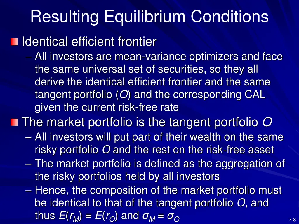 resulting equilibrium conditions