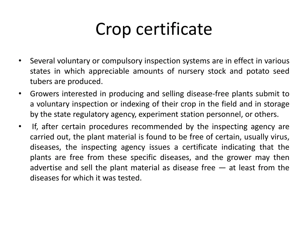 crop certificate