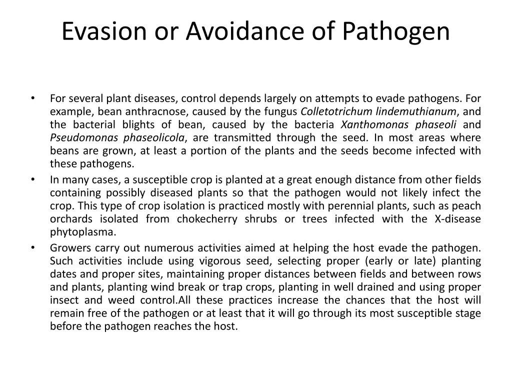 evasion or avoidance of pathogen