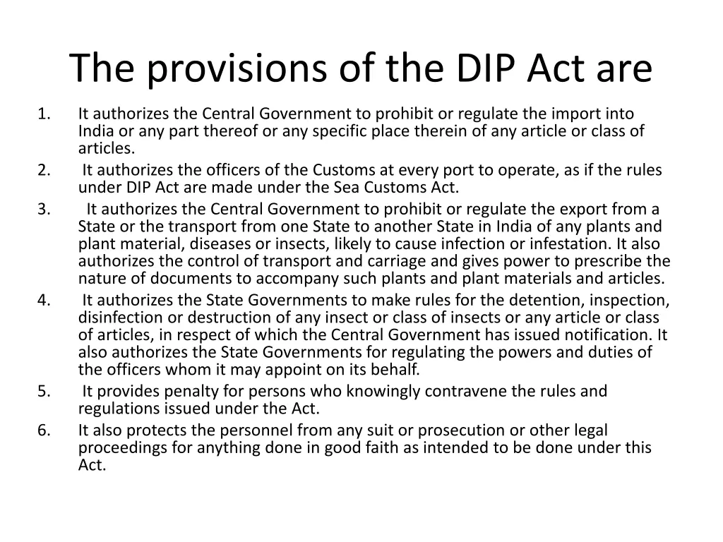 the provisions of the dip act are