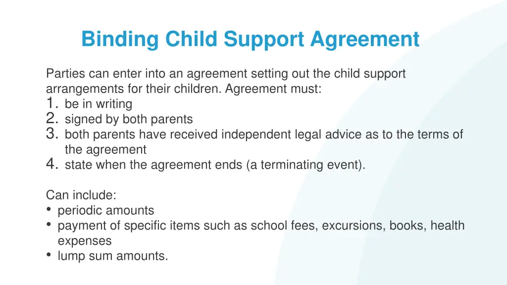 binding child support agreement