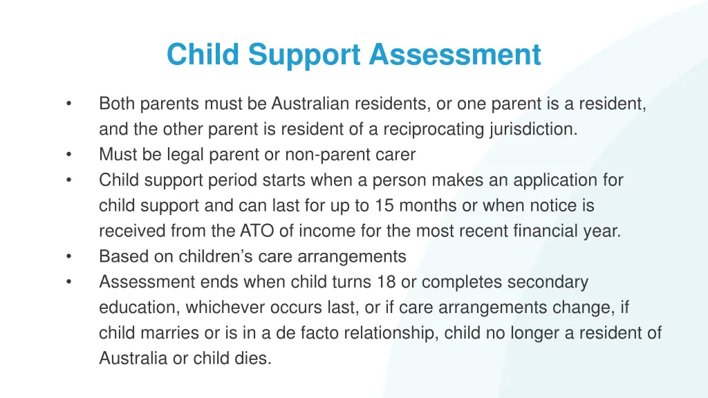 child support assessment