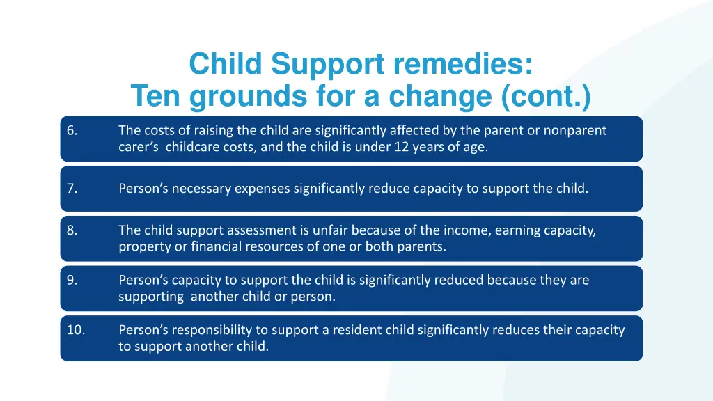 child support remedies ten grounds for a change 1