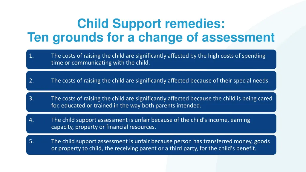 child support remedies ten grounds for a change