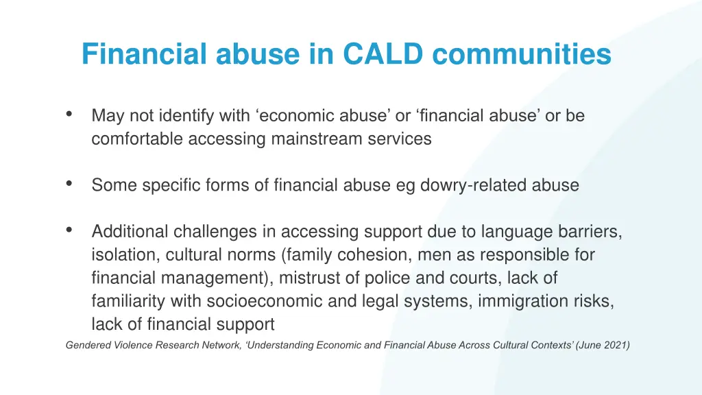 financial abuse in cald communities