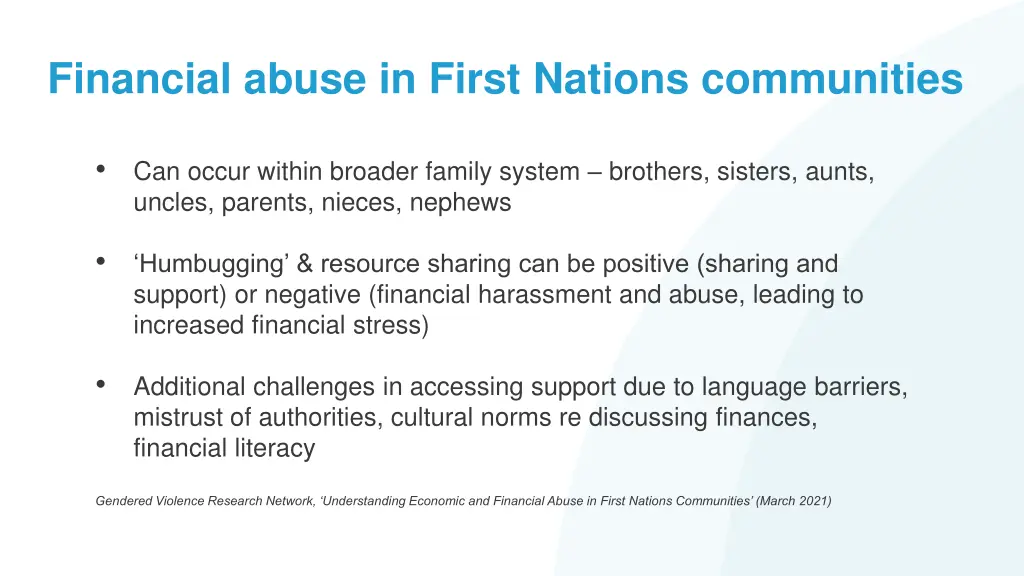 financial abuse in first nations communities