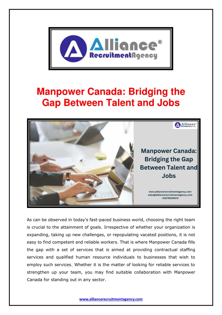 manpower canada bridging the gap between talent