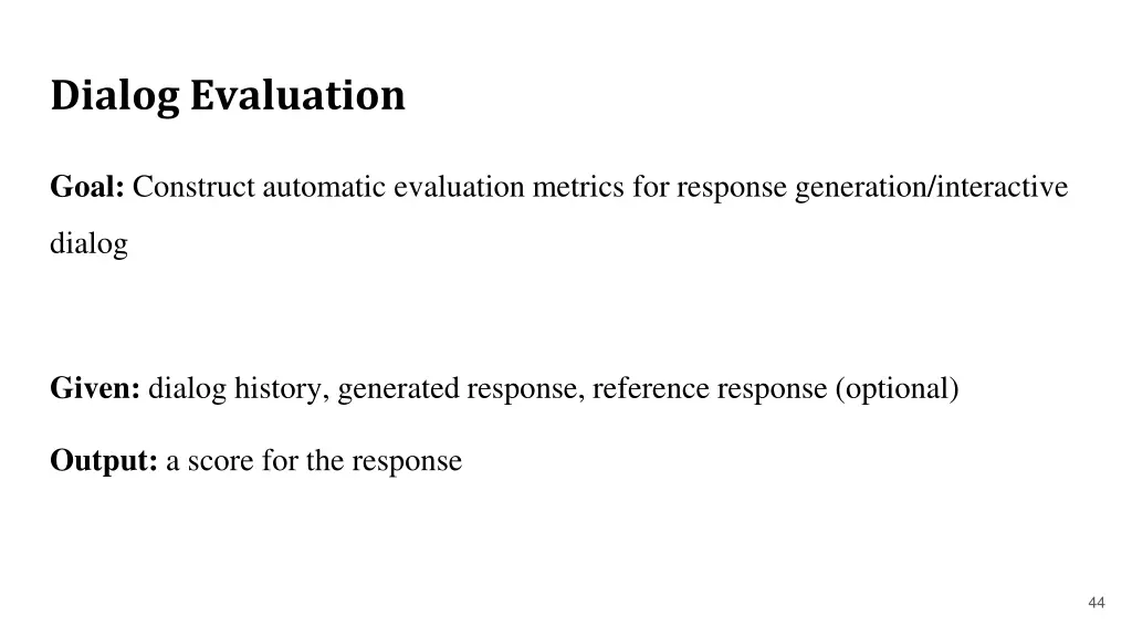 dialog evaluation