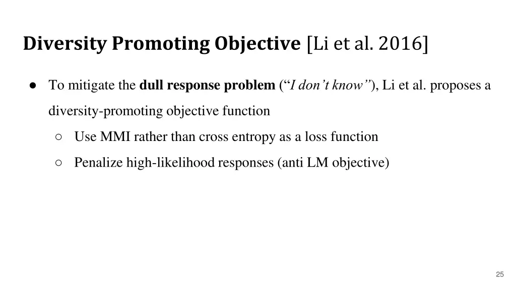 diversity promoting objective li et al 2016