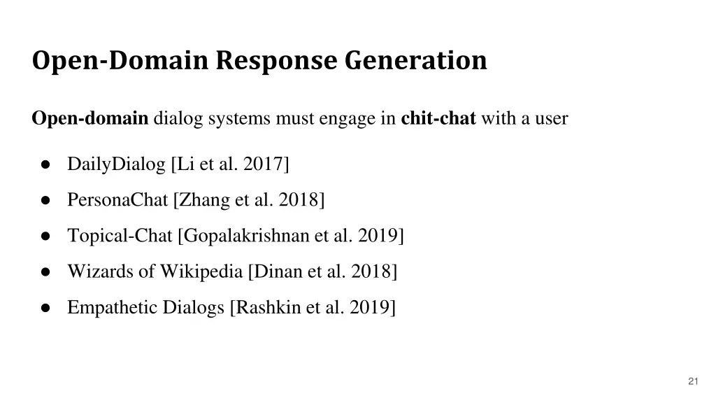 open domain response generation