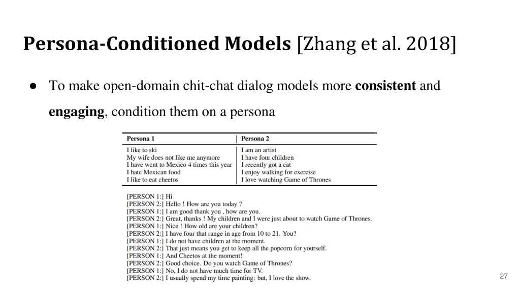 persona conditioned models zhang et al 2018