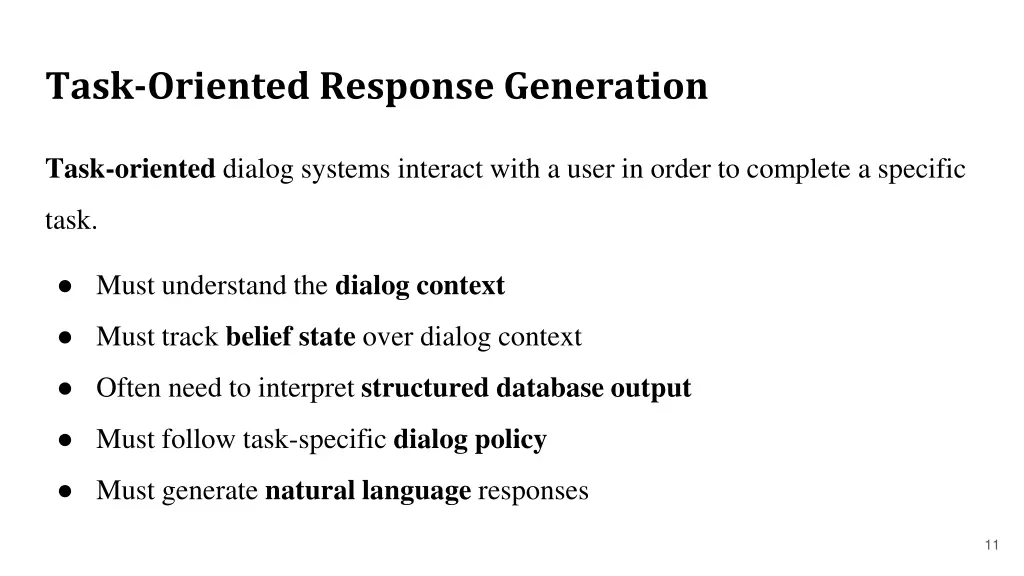 task oriented response generation 1