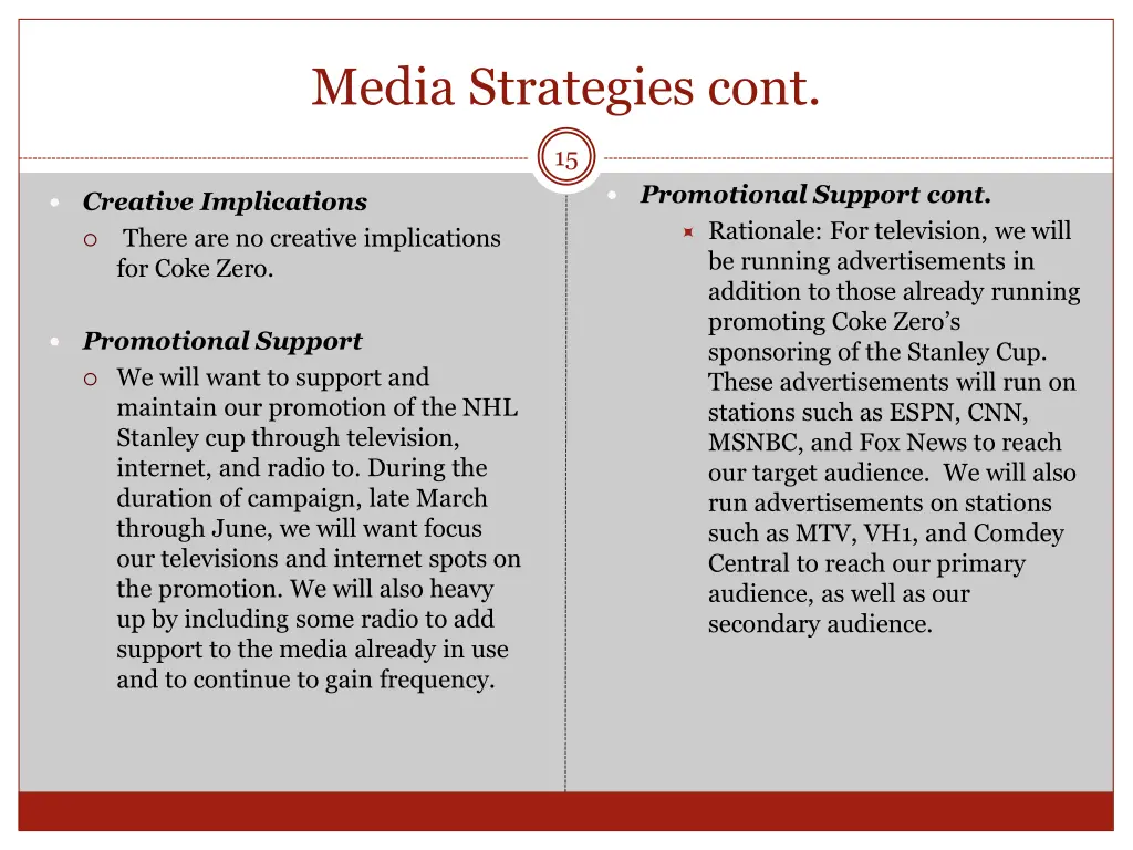 media strategies cont 3