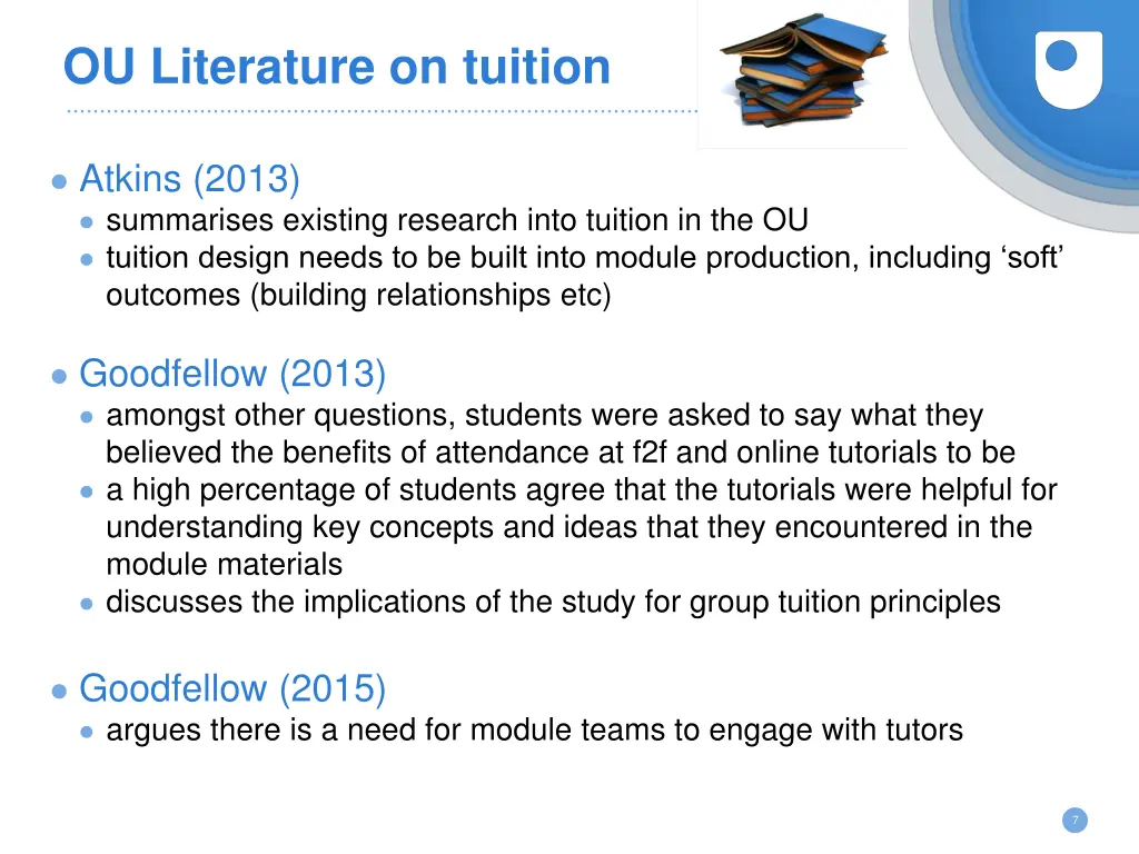 ou literature on tuition