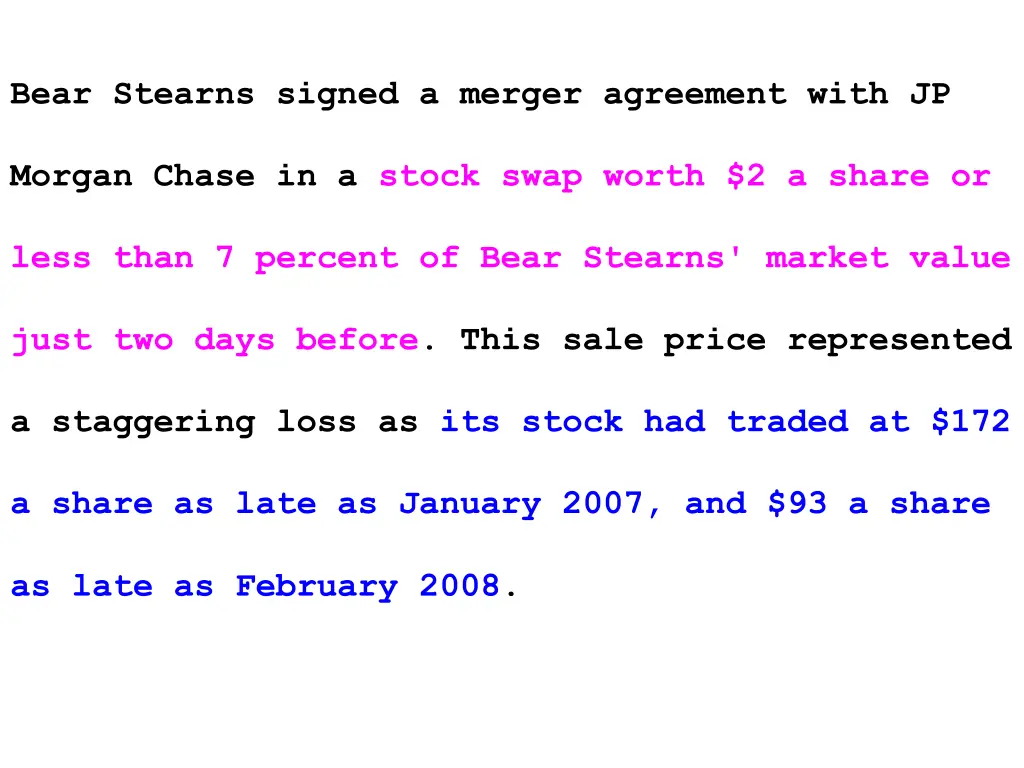 bear stearns signed a merger agreement with jp