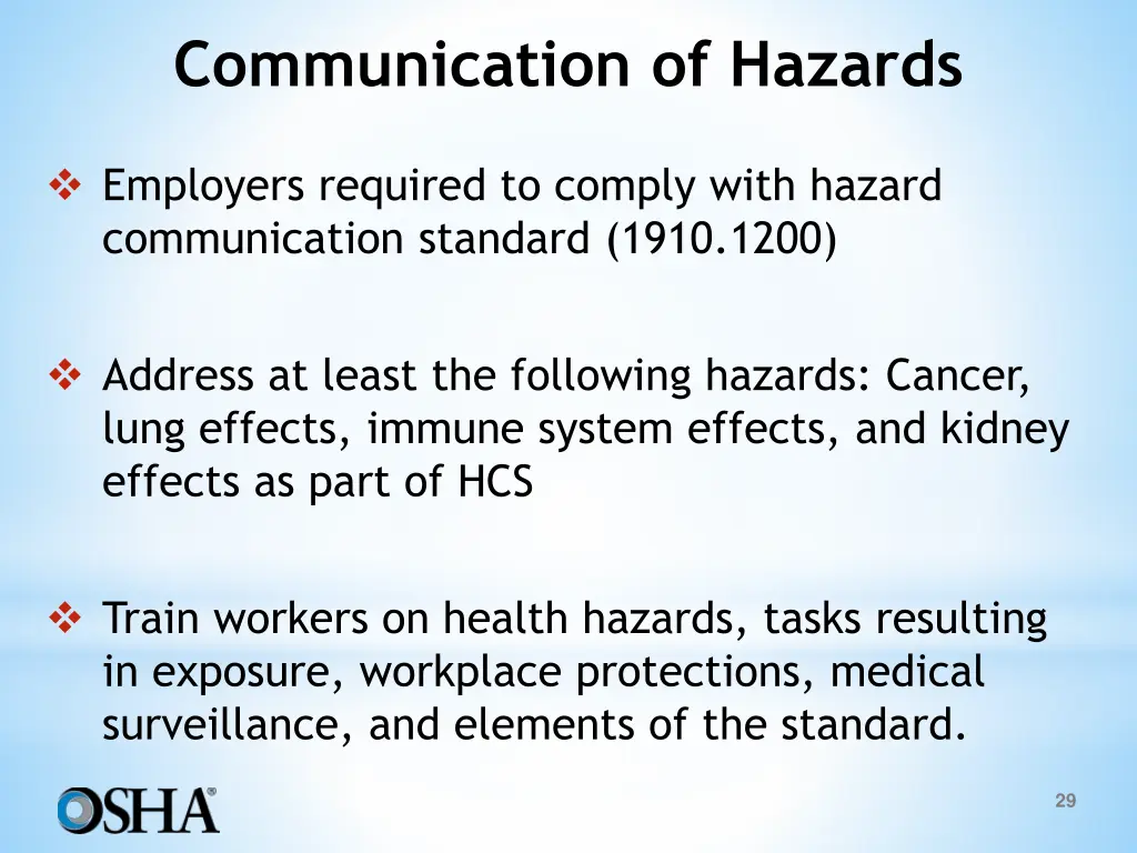 communication of hazards