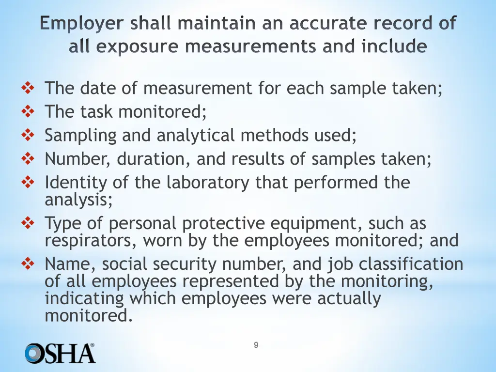 employer shall maintain an accurate record