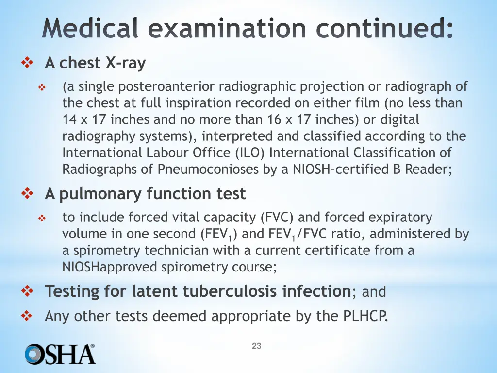 medical examination continued