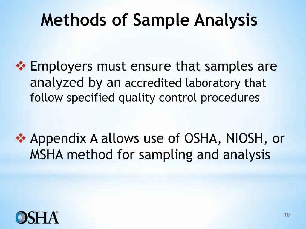 methods of sample analysis