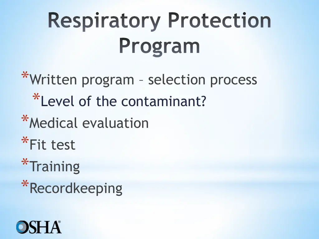 respiratory protection program