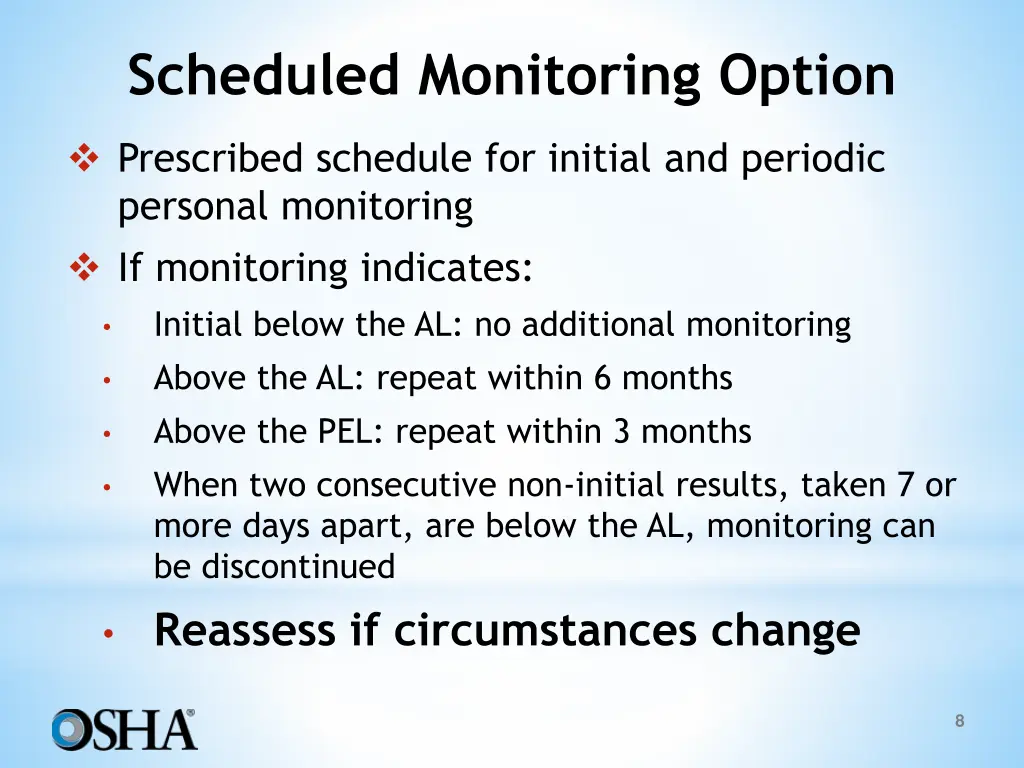 scheduled monitoring option