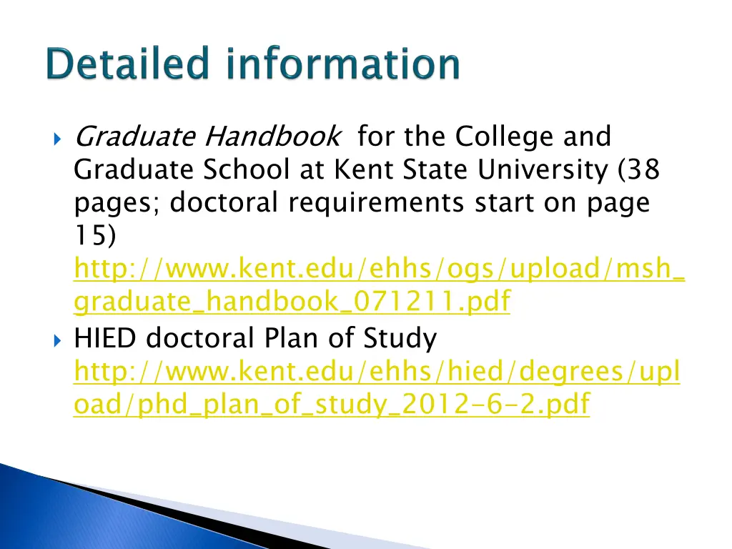 graduate handbook for the college and graduate