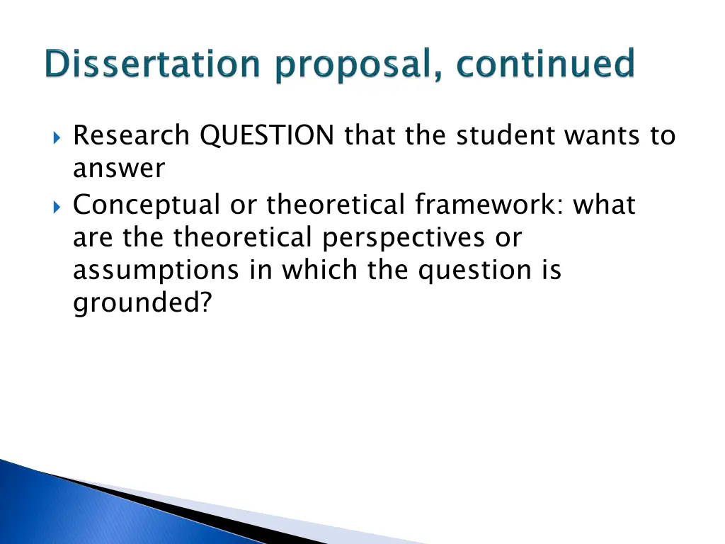 research question that the student wants